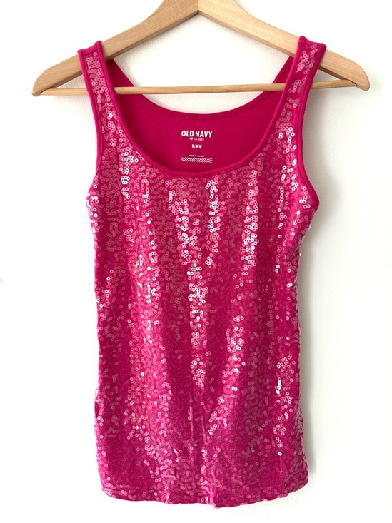 Old Navy Tops - Old Navy Sequin Tank Top Fuchsia Sparkle Shell Party NYE Glam Disco Y2K Small